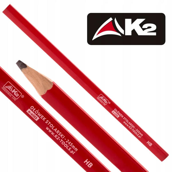 Ołówek stolarski ciesielski budowlany znacznik twardości HB duży K2 245 mm
