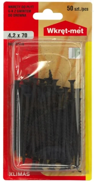 WKRĘTY DO PŁYT KARTON GIPS DREWNO 4,2x70 50sztuk