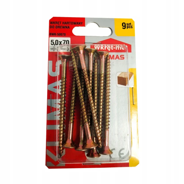 WKRĘTY DO MEBLI DREWNA WKRĘT MET 5,0x70 mm 9 szt