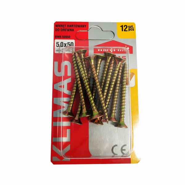 WKRĘTY DO MEBLI DREWNA WKRĘT MET 5,0x50 mm 12 szt