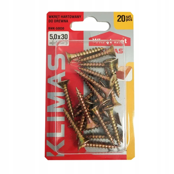 WKRĘTY DO MEBLI DREWNA WKRĘT MET 5,0x30 mm 20 szt