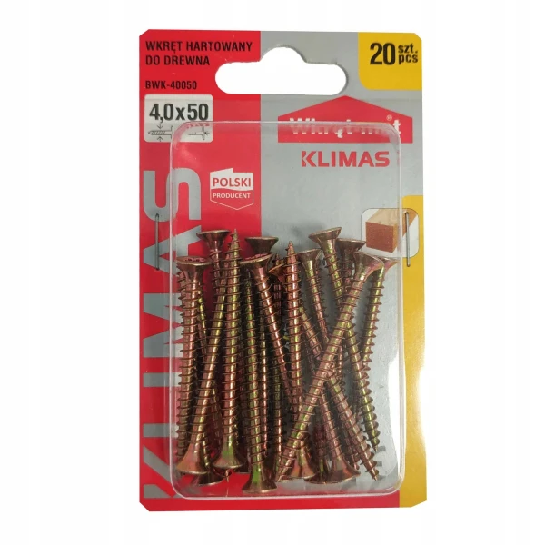 WKRĘTY DO MEBLI DREWNA WKRĘT MET 4,0x50 mm 20 szt