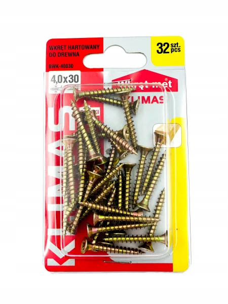 WKRĘTY DO MEBLI DREWNA WKRĘT MET 4,0x30 mm 32 szt