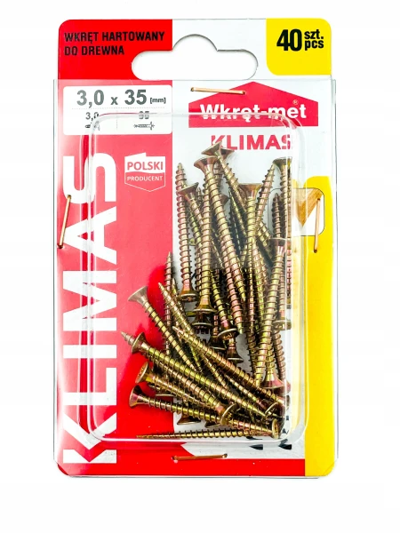WKRĘTY DO MEBLI DREWNA WKRĘT MET 3,0x35 mm 40 szt