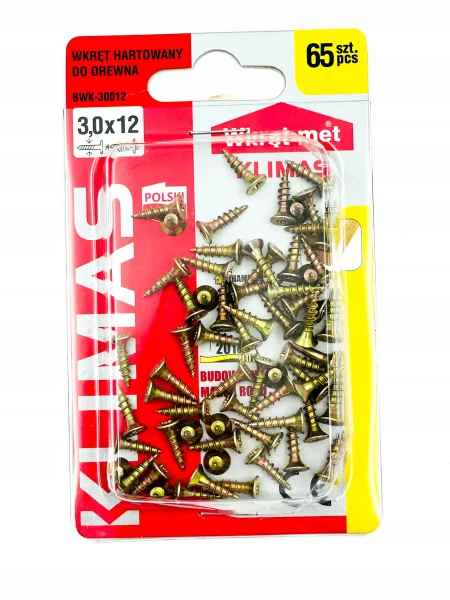 WKRĘTY DO MEBLI DREWNA WKRĘT MET 3,0x12 mm 65 szt