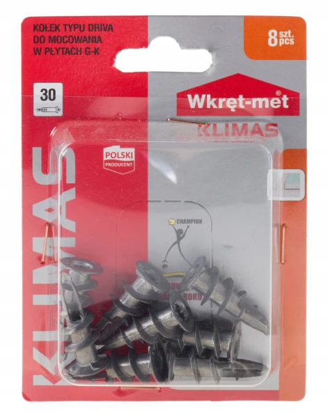 KOŁKI DO PŁYT GK RIGIPS 8szt KOŁEK METALOWY DRIVA