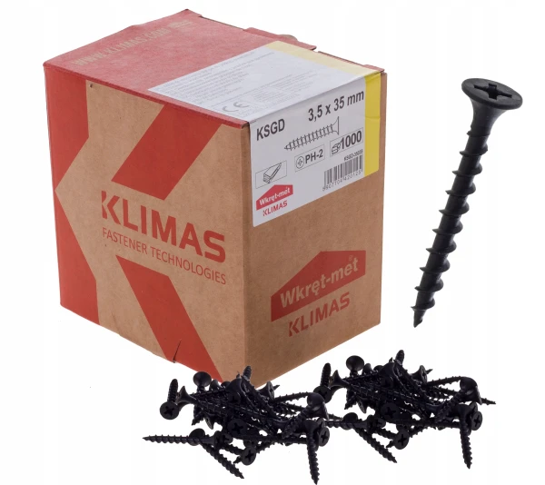 WKRĘTY DO PŁYT KARTON GIPS DREWNO 3,5x35 1000sztuk