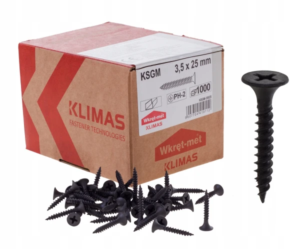 WKRĘTY DO PŁYT KARTON GIPS METAL 3,5x25 1000sztuk