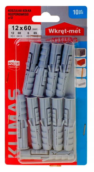 KOSZULKI KOŁKA ROZPOROWEGO 12x60 10szt wkręt-met
