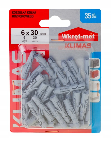 KOSZULKI KOŁKA ROZPOROWEGO 6x30 35szt wkręt-met