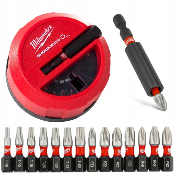 Bity udarowe końcówki Milwaukee PH PZ TORX komplet bitów 25mm zestaw 15szt