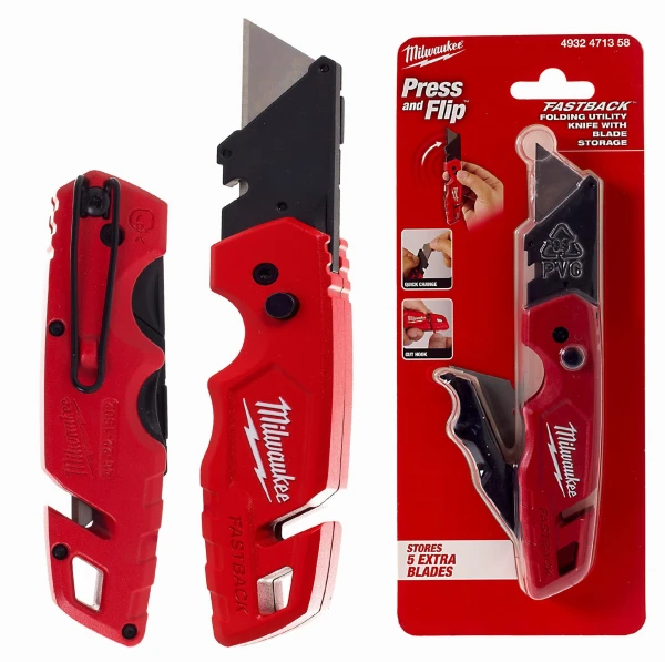Jednoręczny otwierany nóż nożyk Milwaukee Fastback na ostrza trapezowe