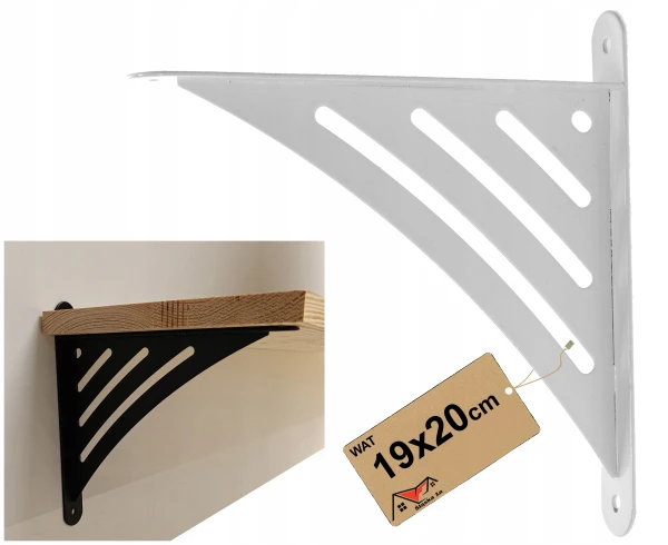 Wspornik kątownik Uchwyt podpórka pod półkę mocowanie półek biały 190x200mm