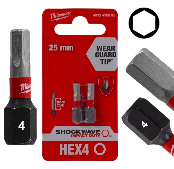 Bit do konfirmatów grot końcówka do wkrętarki bity Milwaukee HEX4 25mm 2szt