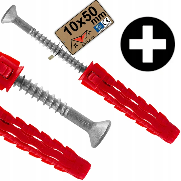 UNIWERSALNE KOŁKI ROZPOROWE SFXP Z ŁBEM STOŻKOWYM 10x50mm Z WKRĘTEM 60