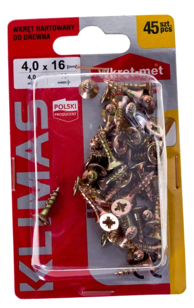 WKRĘTY DO PÓŁEK DREWNA WKRĘT MET 4x16 mm 45 szt