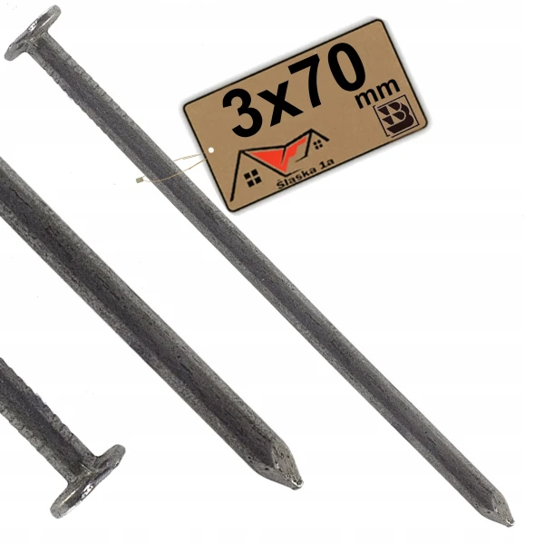 Gwoździe budowlane stalowe krokwiowe gładkie do drewna 3x70 mm 1kg