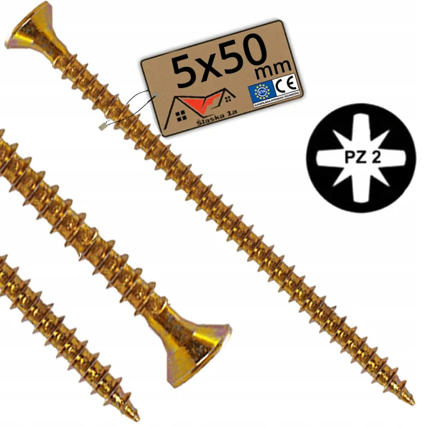 Wkręty hartowane do drewna płyty wiórowej ocynkowany stożkowy 5x50mm 27szt