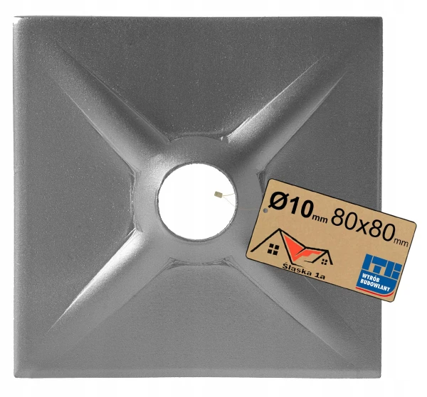 Płytka ciesielska duża podkładka ocynkowana przetłaczana fi 10 80x80x4 mm
