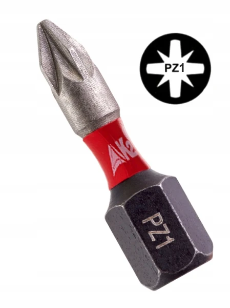 Bit udarowy końcówka grot do wkrętarki K2 Impact PZ 1 PZ1 stal S2 25mm