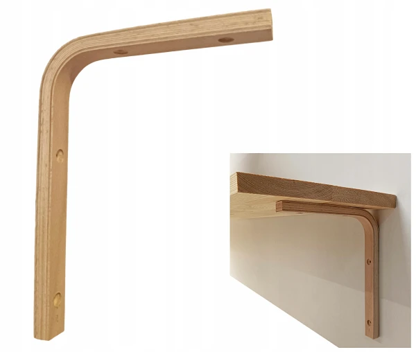 DREWNIANY PROSTY WĄSKI WSPORNIK DO PÓŁEK 20x15cm BUK SKLEJKA podpórka półki