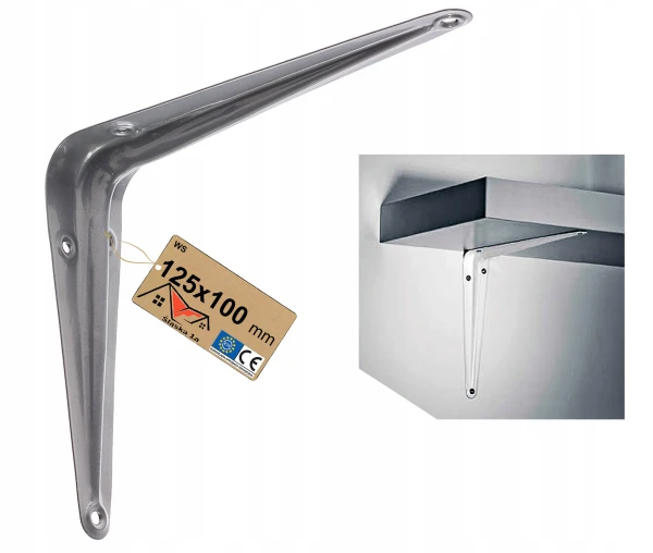 WSPORNIK KĄTOWNIK PODPÓRKA UCHWYT POD PÓŁKĘ PÓŁKI SZARY METALOWY 125x100 MM