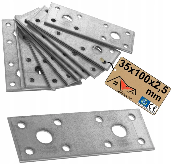 LP1 ŁĄCZNIK PŁASKI PŁYTKA płytki perforowane ocynkowane 100x35x2,5mm 10szt