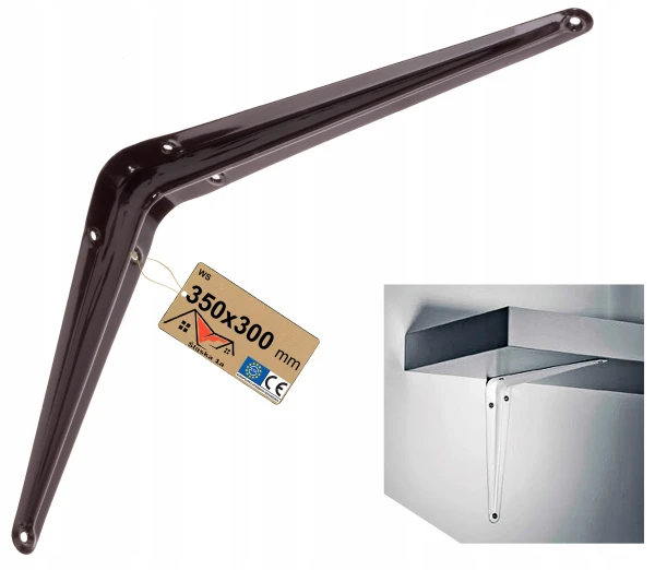 UCHWYT WSPORNIK KĄTOWNIK PODPÓRKA PÓŁKĘ DO PÓŁKI BRĄZOWY METALOWY 350x300MM