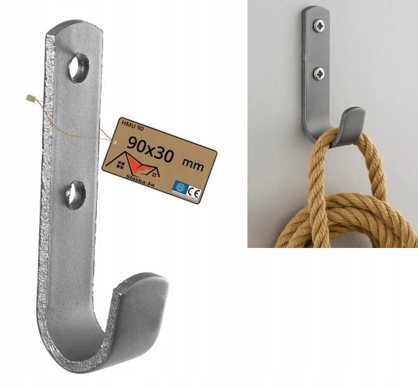 MAŁY HAK GARAŻOWY 9x3cm HMU 90x30mm UNIWERSALNY ŚCIENNY UCHWYT na drobiazgi