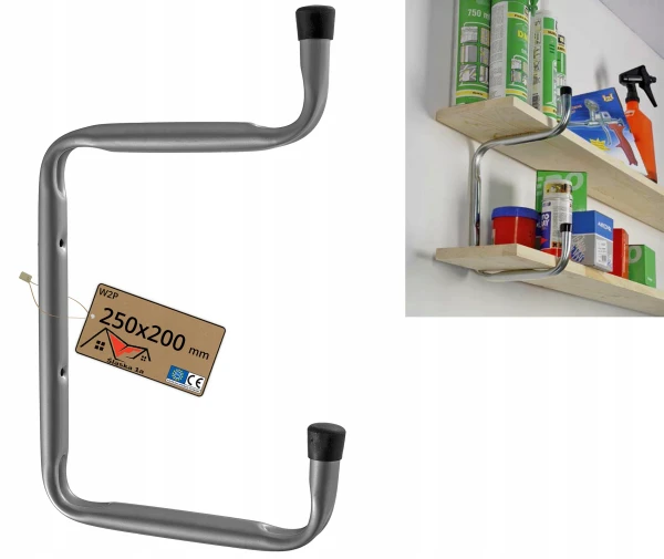 UCHWYT NA NARTY ŚCIENNY WIESZAK PODWÓJNY DO GARAŻU W2P 200x250mm pod półki