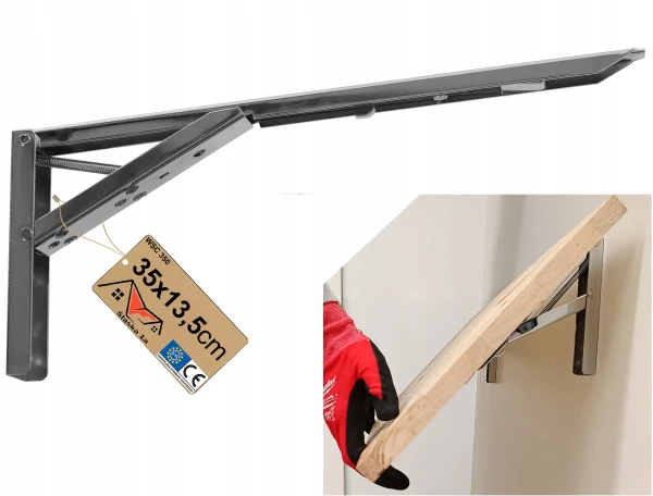 KĄTOWNIK SKŁADANY WSPORNIK CHROMOWANY BLATÓW PÓŁEK POD BLAT STÓŁ PÓŁKĘ 35cm