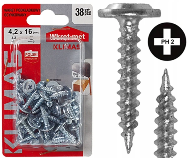 Wkręty do metalu drewna podkładkowe do blachy blachowkręty 4,2x16 mm