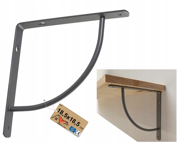 Wspornik uchwyt kątownik półek pod półkę ozdobny szary podpórka 185x185 mm