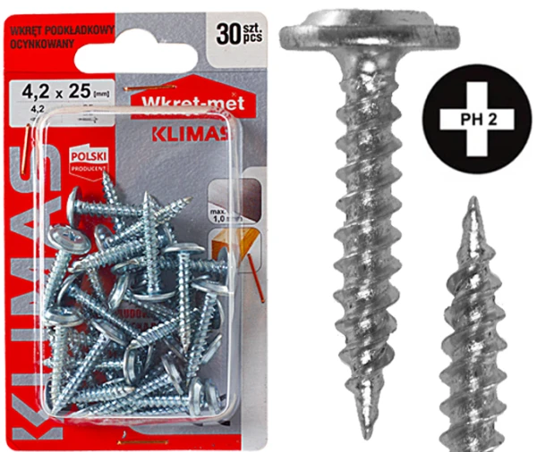 Wkręty do metalu drewna podkładkowe do blachy blachowkręty 4,2x25 mm