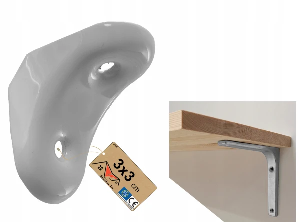 Wspornik stalowy kątownik meblowy półkę do półek wzmocniony biały 30x30mm