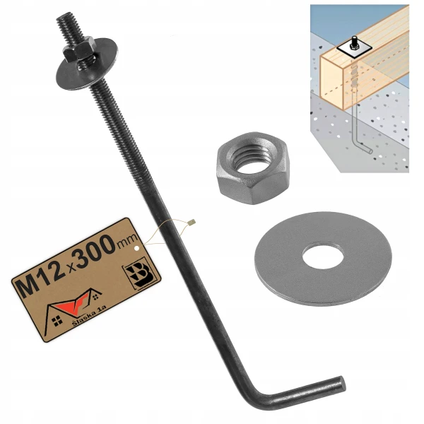 KOTWA ŚRUBA DO MURŁAY BELEK PŁATWI MURŁAT FAJKOWA BUDOWLANA L M12 x 300 MM