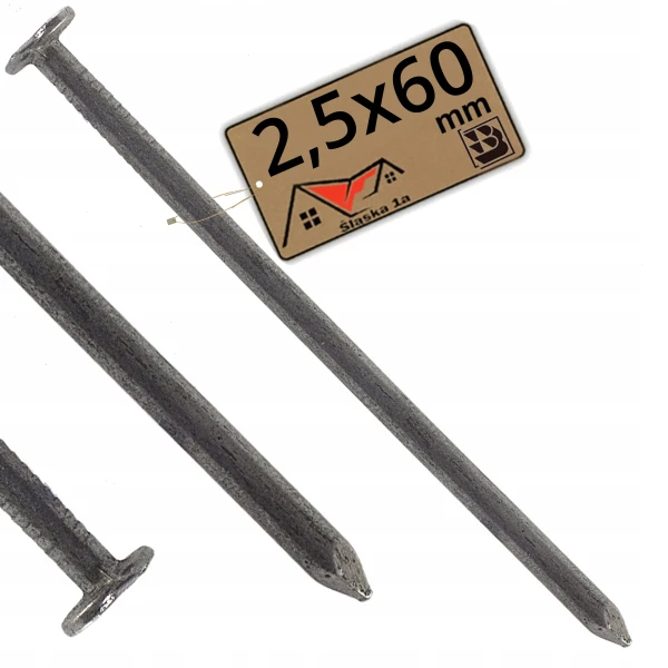 Gwoździe budowlane stalowe krokwiowe gładkie do drewna 2,5x60 mm 1kg