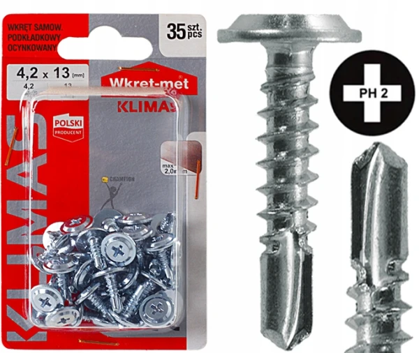 Wkręty samowiercące do metalu podkładkowe do blachy blachowkręty 4,2x13 mm