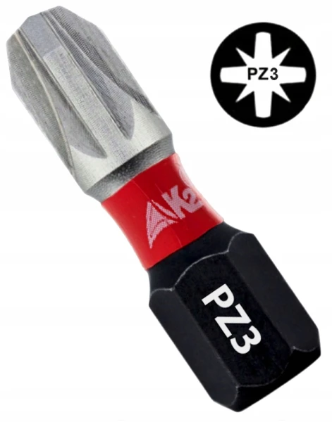 Bit udarowy końcówka grot do wkrętarki K2 Impact PZ 3 PZ3 stal S2 25mm