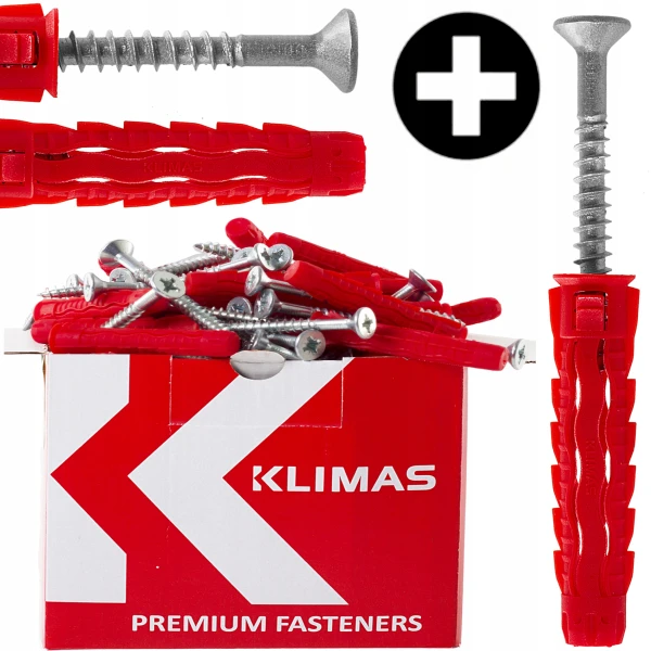 UNIWERSALNE KOŁKI ROZPOROWE SFXP ŁBEB STOŻKOWY 8x40mm Z WKRĘTEM 50 100szt