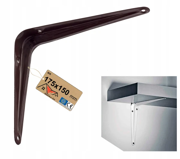 UCHWYT WSPORNIK KĄTOWNIK PODPÓRKA PÓŁKĘ DO PÓŁKI BRĄZOWY METALOWY 175x150MM