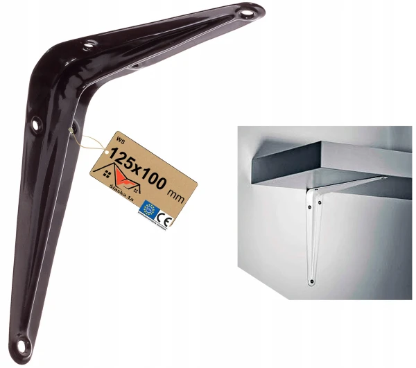 WSPORNIK KĄTOWNIK UCHWYT PODPÓRKA PÓŁKĘ DO PÓŁKI BRĄZOWY METALOWY 125x100MM