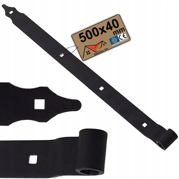 ZAWIAS CZARNY DO BRAMY FURTKI DRZWI PŁASKI PASOWY ODSADZONY KUTY 500x40mm