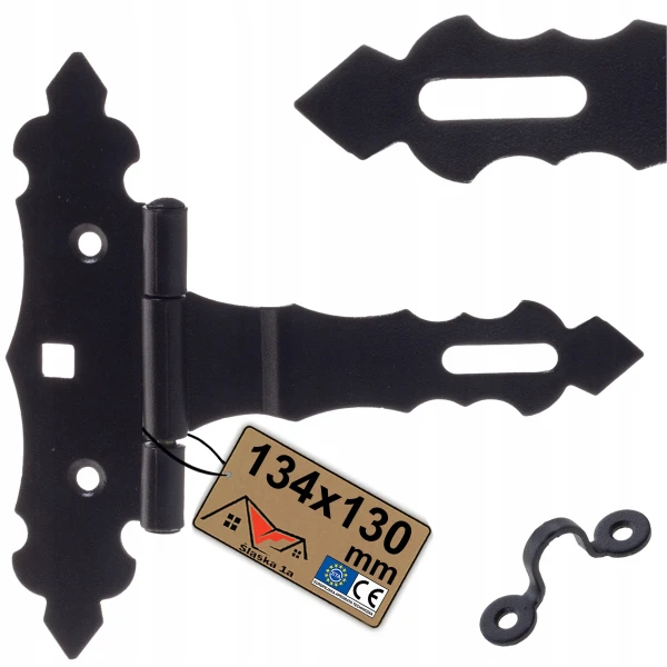 ZAWIAS OZDOBNY TRÓJKĄTNY CZARNY DO DRZWICZEK BRAM FURTEK OKIENNIC 134x130mm