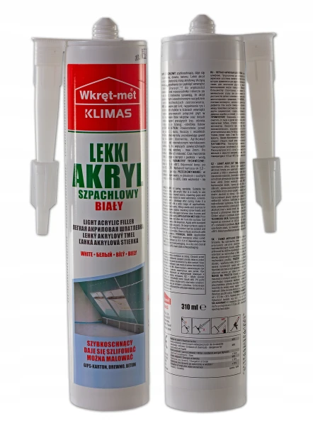 Akryl lekki biały szybkoschnący szpachtlowy malarski Wkrętmet duży 310ml