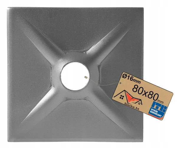 Płytka ciesielska duża podkładka ocynkowana przetłaczana fi 16 80x80x4 mm