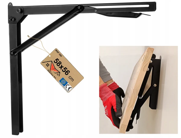 DUŻY SKŁADANY WSPORNIK REGULOWANY KĄTOWNIK BLATÓW PÓŁEK POD BLAT STÓŁ 56cm