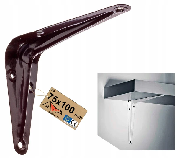 UCHWYT WSPORNIK KĄTOWNIK PODPÓRKA POD PÓŁKĘ PÓŁKI BRĄZOWY BRĄZ 100x75 MM
