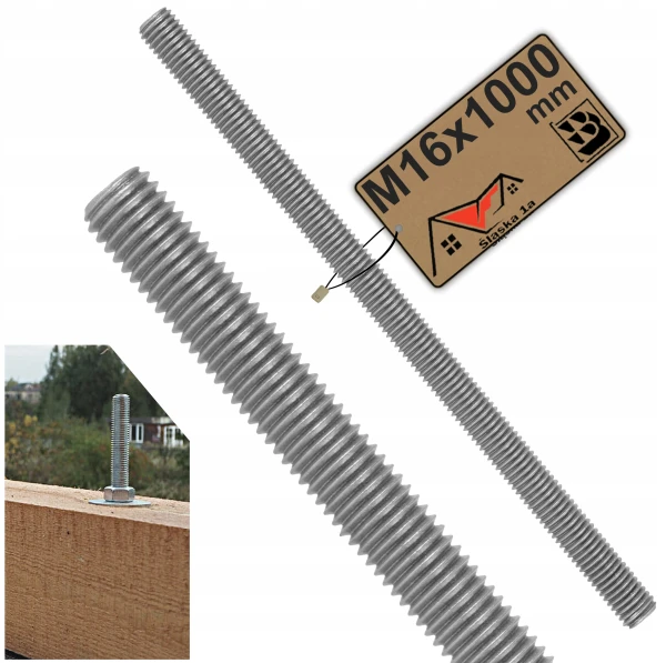 PRĘT GWINTOWANY METRYCZNY ŁĄCZNIK SZPILKA OCYNK DIN975 KL. 4.8 M16 X1000 MM