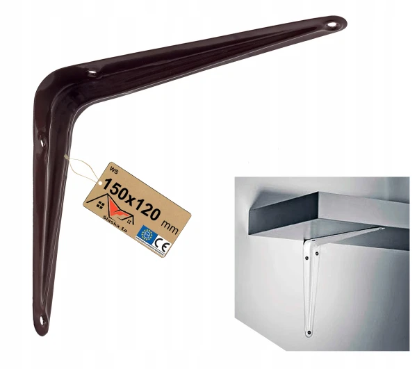 UCHWYT WSPORNIK KĄTOWNIK PODPÓRKA PÓŁKĘ PÓŁKI BRĄZOWY METALOWY 150x120 MM
